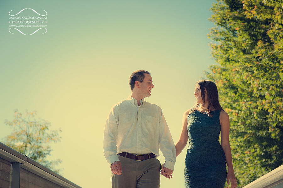 Chicago's Art Institute Engagement Session on Nichols Bridgeway to Modern Art Wing