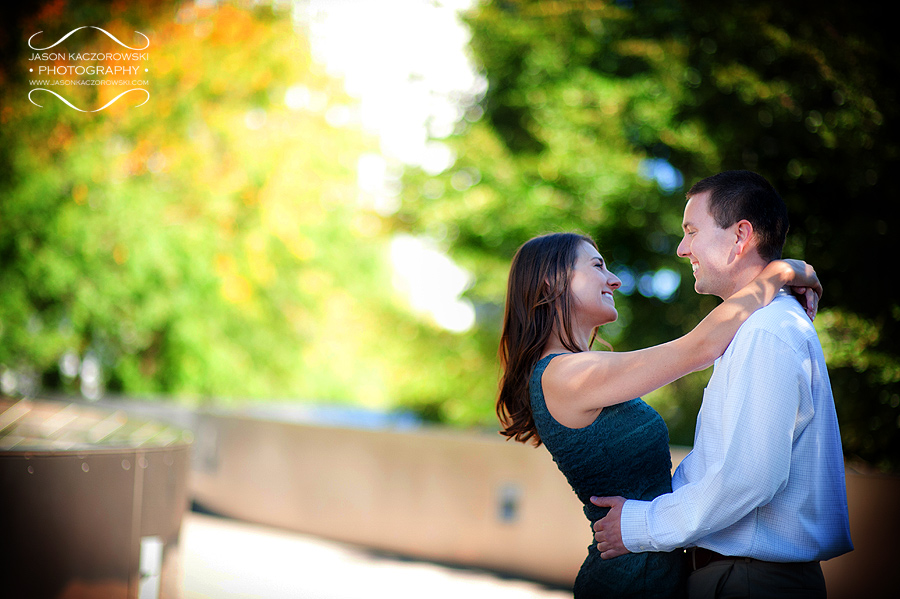 BP Bridge Engagement Session Photo in Millennium Park by Daley Bicentennial Plaza