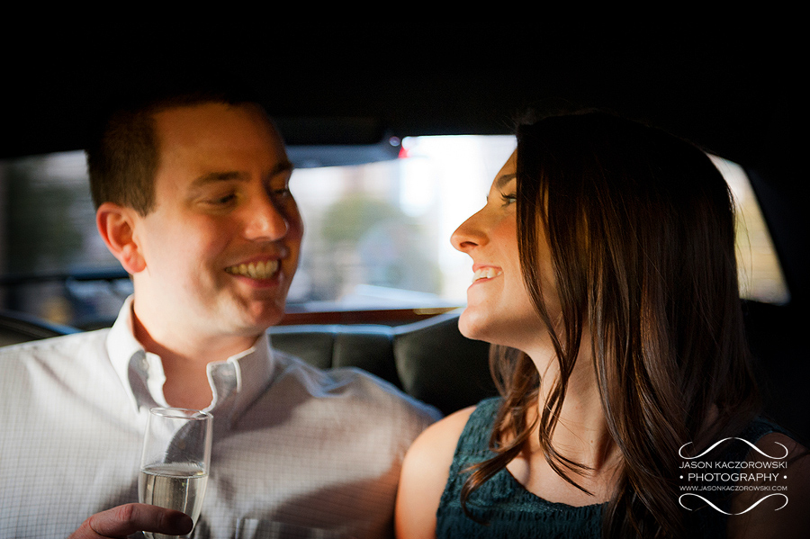 Engaged Couple in Going Green Limousine