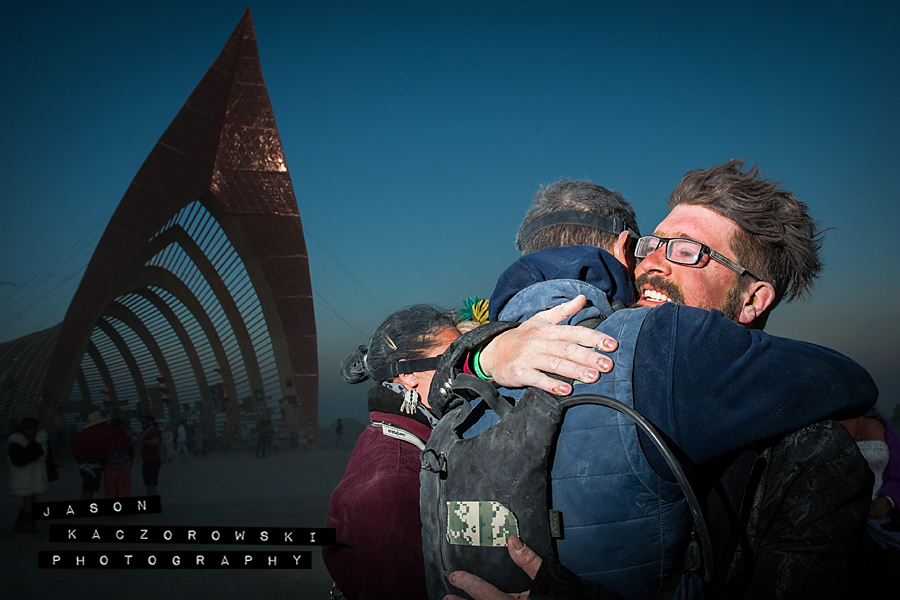 Groom Hugs Groomsmen Burning Man 2015