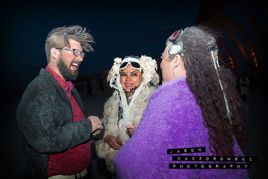 Bride Groom Burning Man Wedding Ring Exchange