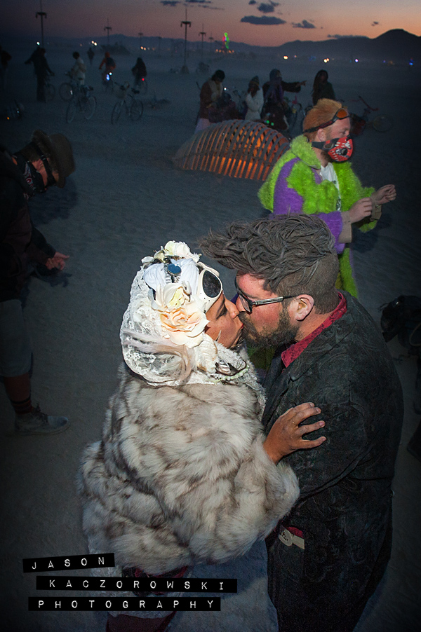 Bride Groom Wedding Kiss Burning Man