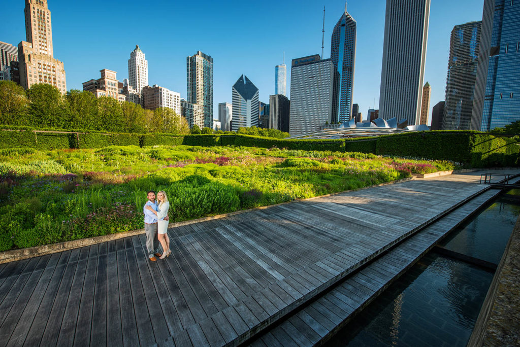 Engagement Session in Lurie Garden in Millennium Park in Chicago