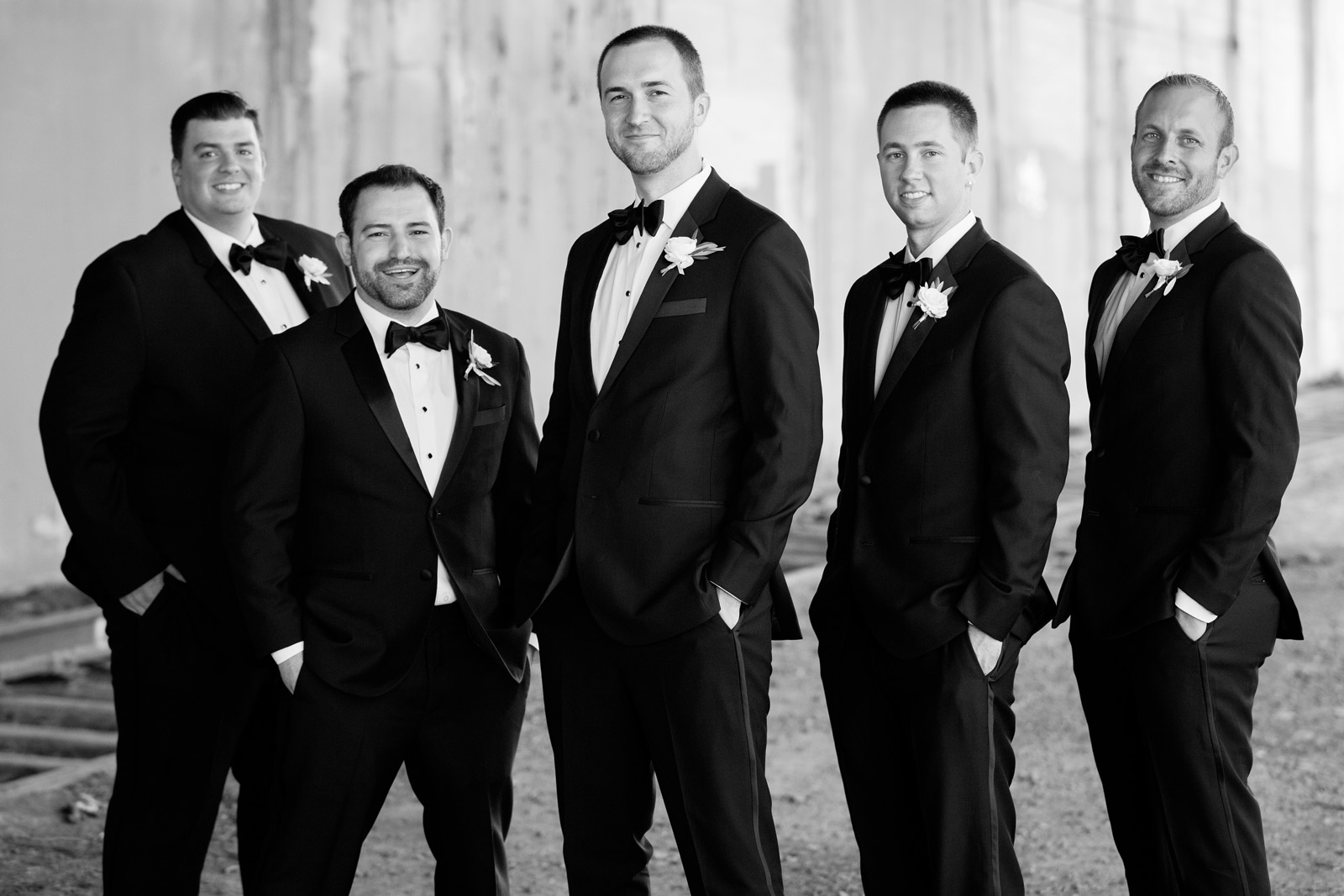 Portrait of Groom with Groomsmen in Black and White