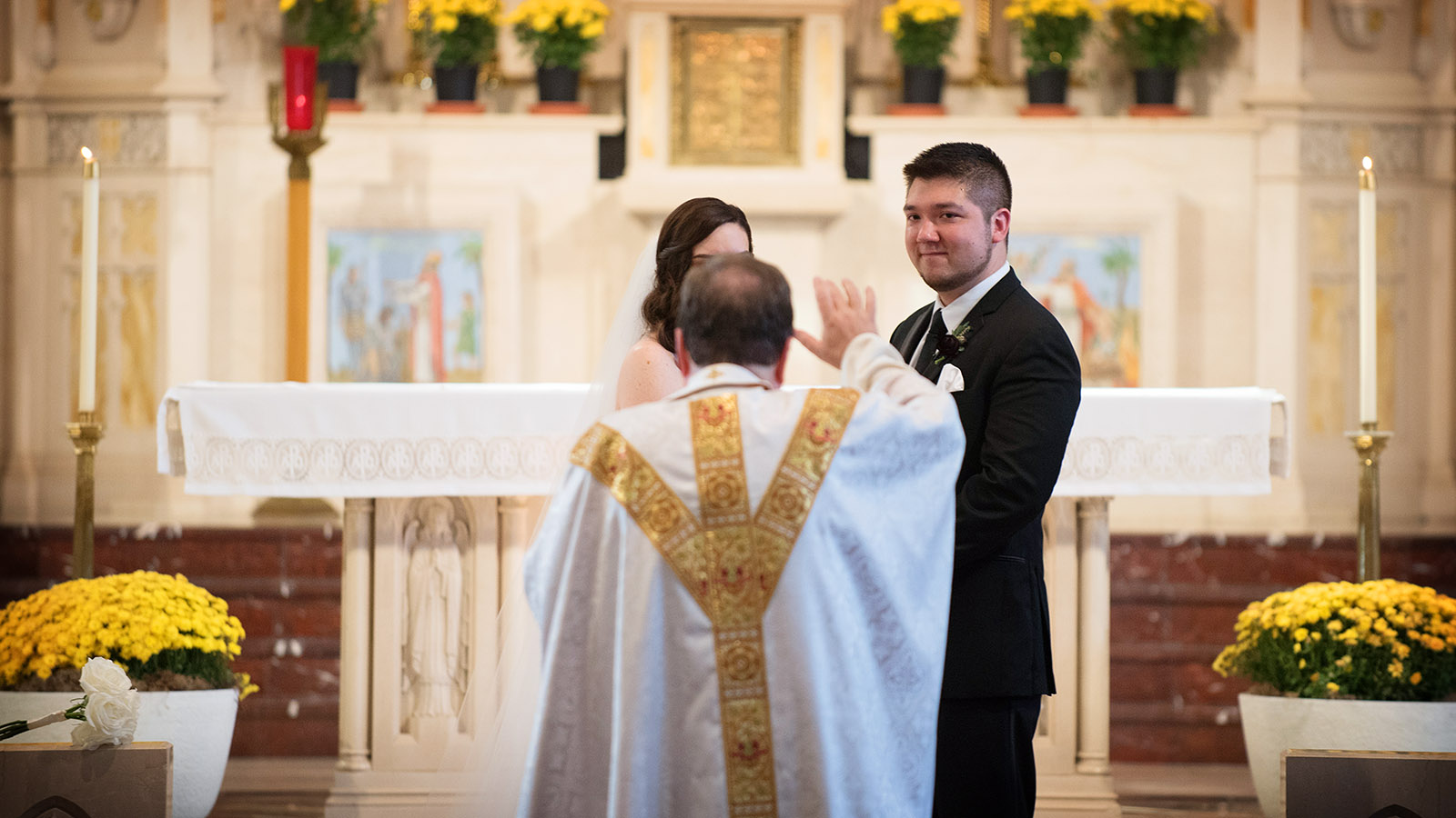Priest Blessing St Alphonsus Church Wedding