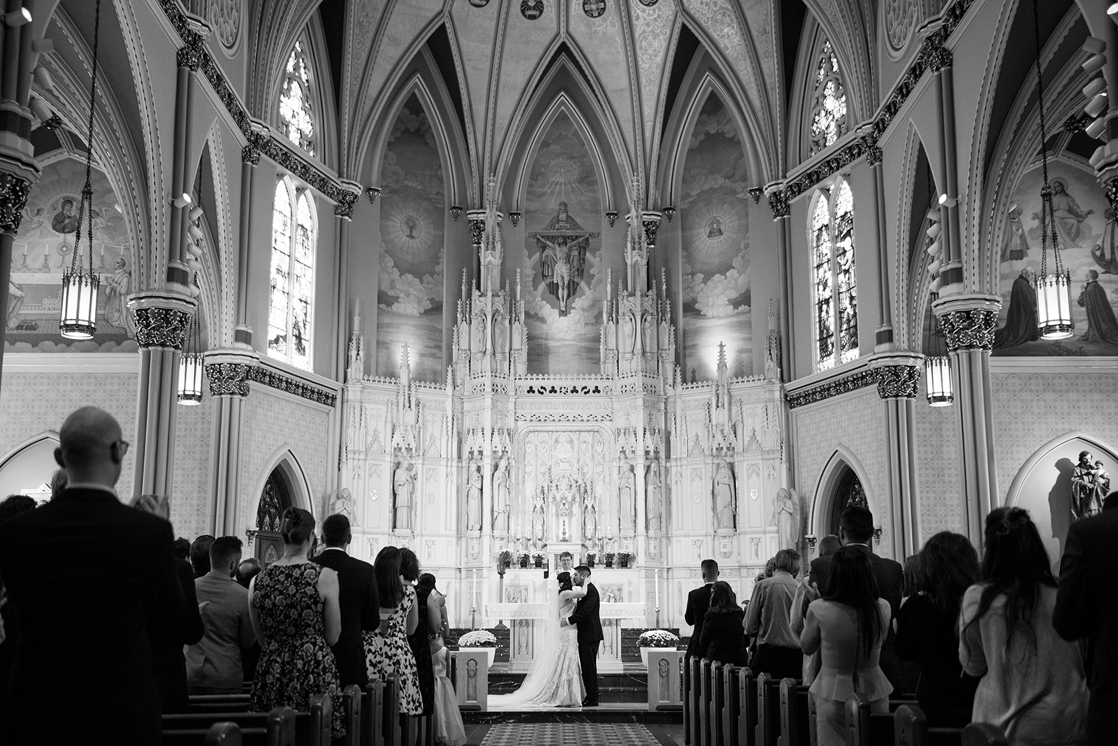 First Kiss Wedding Ceremony St Alphonsus Church Chicago