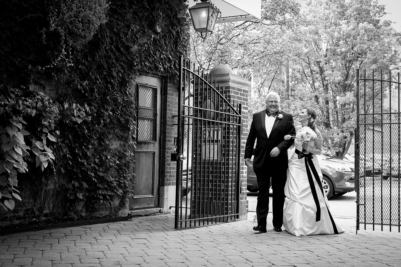 Bride about to walk down the aisle with father