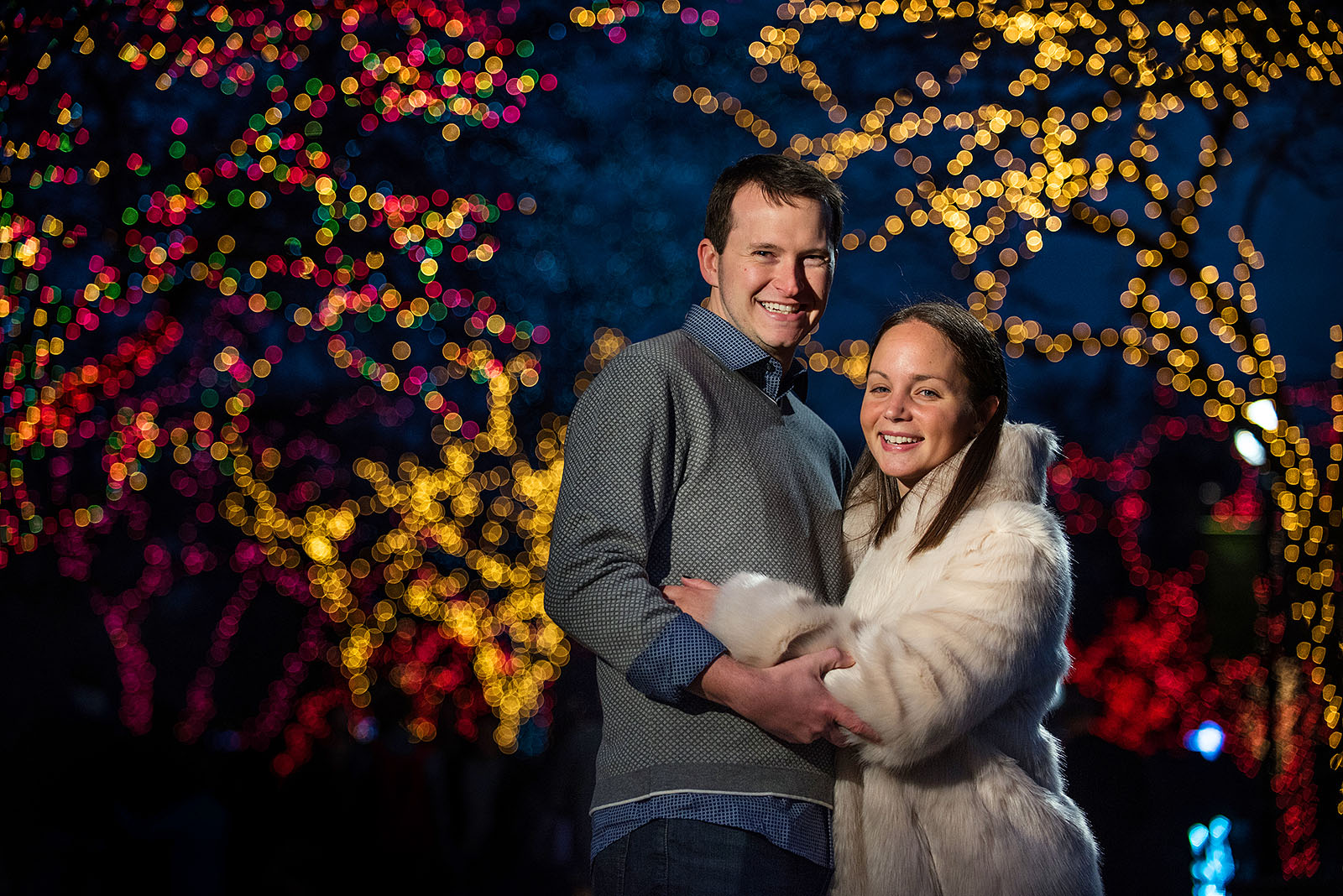 Engagement Session Winter Chicago Lights