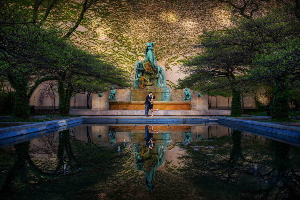 Art Institute of Chicago Fountain Engagement photo location