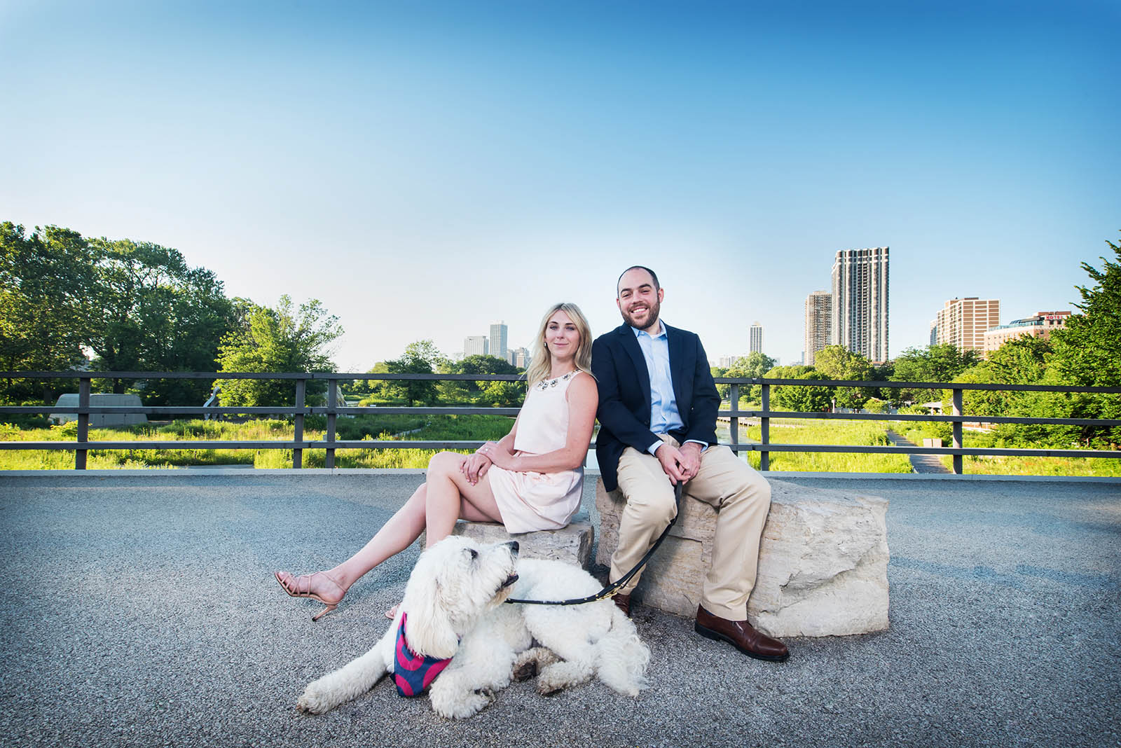 Lincoln Park Zoo Chicago Skyline Engagement Photography