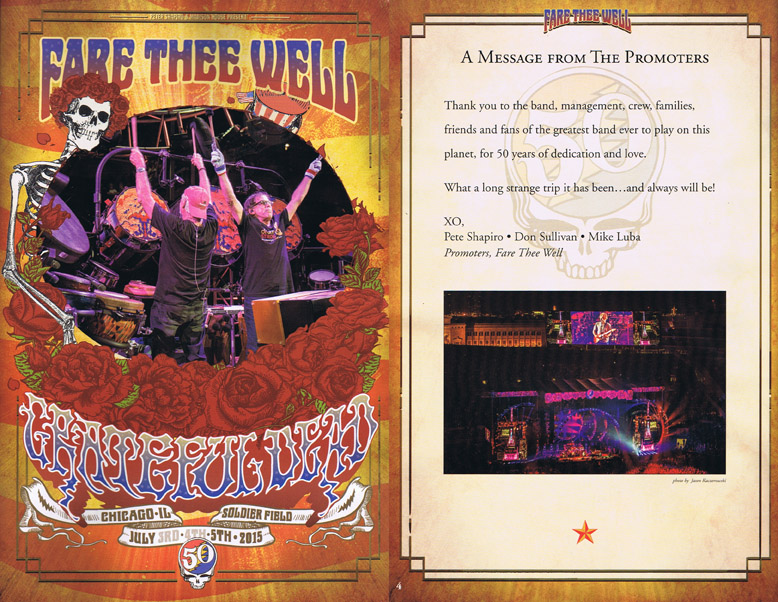 Grateful Dead Fare Thee Well Program July 5, 2015